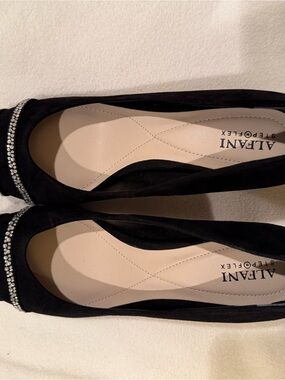 Alfani Black Suede Crystal-Trim Ballet Flats